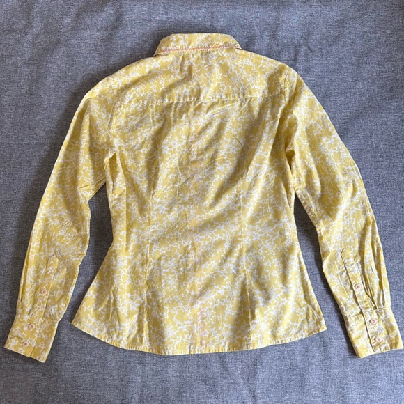 Boden yellow floral button down shirt EUC - Picture 2 of 11